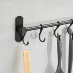Simple Kitchen Hook Punch-free Cutlery Rack Tool Rack Black Movable Hook Kitchen Utensil Storage Rack Single Rod Hook 3