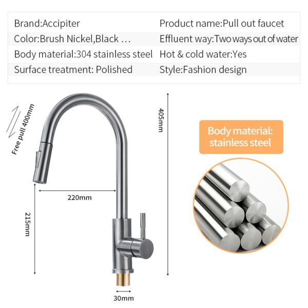 Pull Out Brush Nickel Sensor Kitchen Faucets Hot And Cold Sink Faucet Kitchen Mixer Touch Control Sink Tap ברז מטב  ברז לכיור 5