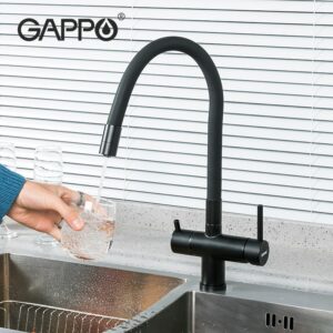 GAPPO Black Kitchen Sink Faucet Filter Drinking Water Mixer Crane Purification Kitchen Hot and Cold Mixer Faucet Tap Waterfall 1