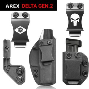 Waist Veiled Kydex IWB Holster For Arex Delta gen 2 1 9mm Charger Port Magazine Mag Holder Metal Clip Flap claw Concealed Carry 1