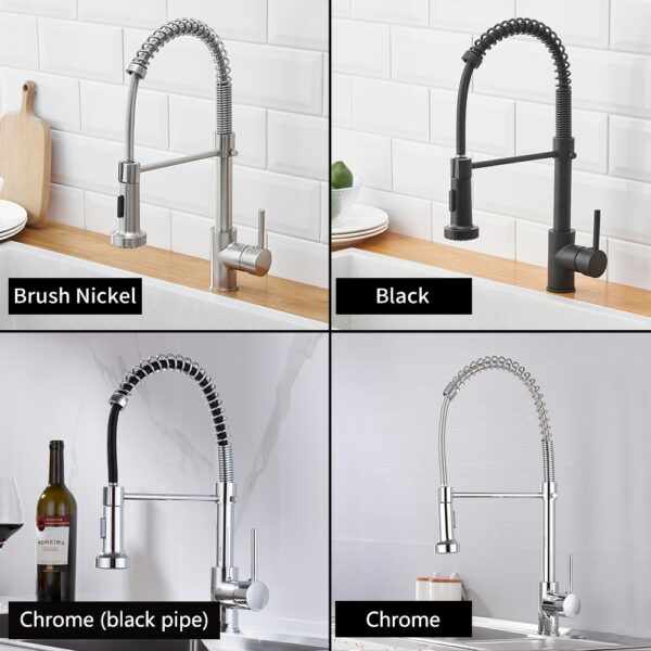 Quality Black Modern Kitchen Faucet Single Hole Pull Out Spring Faucets Sink Mixer Tap Brushed Nickel/Black Mixer Tap Brass 6