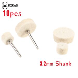 10Pcs Grinding Polishing Buffing Round Wheel Pad Wool Felt +1 Rod 3.2mm Shank Metal Surface For Dremel Rotary Tools Accessories 1
