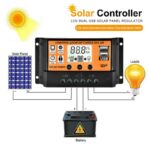 10A/20A/30A/40A/70A/100A Auto Solar Charge Controller LCD Dual USB Solar Panel Regulator Dual USB Voltage Charger 12V24V Power 1