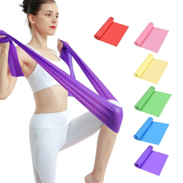 Yoga Pilates Stretch Resistance Band Exercise Fitness Band Training Elastic Exercise Fitness Rubber 150cm natural rubber Gym 4