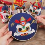 Zongzi Diy Embroidery Dancing Lion Cross-stitch Needlework Knitting Accessories Organizer Crafts for Adults Fun Jewelry Pendant 1
