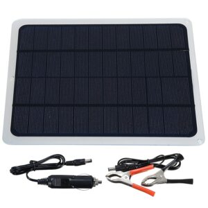 12V 20W Portable Solar Panel Waterproof Trickle Battery Charger Power Supply with Alligator Clip+Lighter for Car Boat Yacht 1