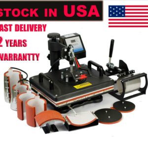 USA Stock 29*38CM 8 in 1 Heat Press Machine Swing Away Digital Sublimation T-shirt Mug Plate Hat machine  Digital Transfer 1