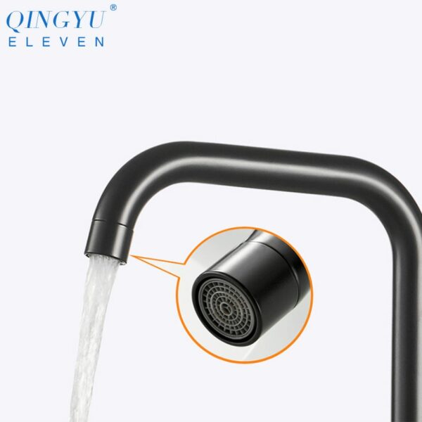 New Kitchen Rotating Faucet Folding Down Hot Cold Water Faucet Black Low Window Kitchen Mixer Faucet Single Handle Mixer Tap 4