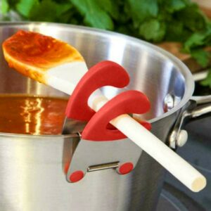 1Pcs Stainless Steel Pot Side Clips Anti-scalding Spoon Holder Kitchen Gadgets Rubber  Kitchen Gadgets 1