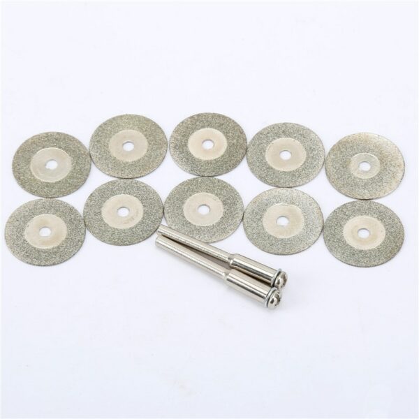 10pcs/set Diamond Discs +2pcs Arbor Shaft 20mm Thin Grinding Slice MINI Cutoff Wheel Refine jewelry making Craft Rotary Tool 6