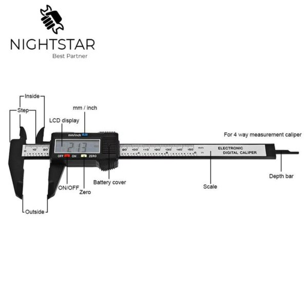 Nauwkeuriger 150mm Caliper Digital Electronic Digital Pachometer Carbon Fiber Vernier Gauge Micrometer Measuring Tool 6Inch 4