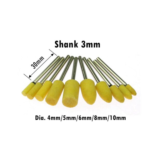 10pcs 3mm Shaft Mounted Ceramic Grinding Head Polishing Abrasive Wheel Rotary Power Tools 5