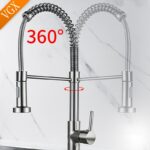 VGX Kitchen Faucet with Pull Down Sprayer Single Handle Mixer for Basin 360° Rotating Spring Style Taps Brass Chrome Black 3