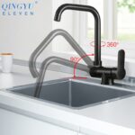 New Kitchen Rotating Faucet Folding Down Hot Cold Water Faucet Black Low Window Kitchen Mixer Faucet Single Handle Mixer Tap 1