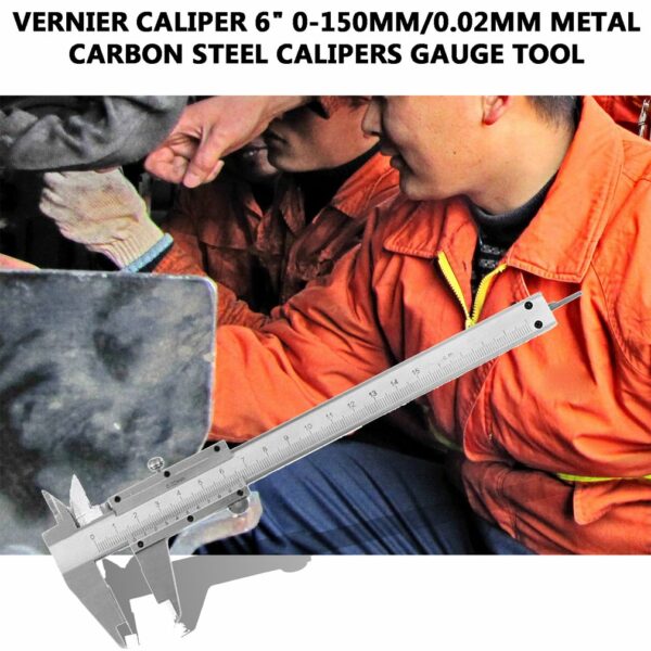 Practical Vernier Caliper 6" 0-150mm/0.02mm Metal Carbon Steel Calipers Gauge Micrometer Measuring Tools 4