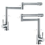 BAKALA 304 Stainless Steel Lead-free Folding Kitchen Faucet Mixer 360 Degree Swivel Single Handle Nickel Kitchen Sink basin Taps 3