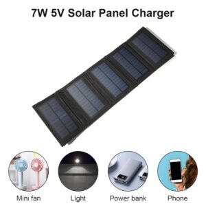 5W 6W 7W Mobile Power Bank Hiking Camping Outdoor Accessories USB Foldable Solar Panel Charger Pack with Carabiners 2