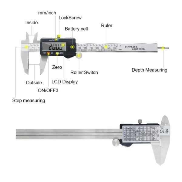 Electronic Vernier Caliper 150mm 200mm 300mm Digital Caliper Stainless Steel Ruler Gauge Micrometer LCD Measuring Tool 4