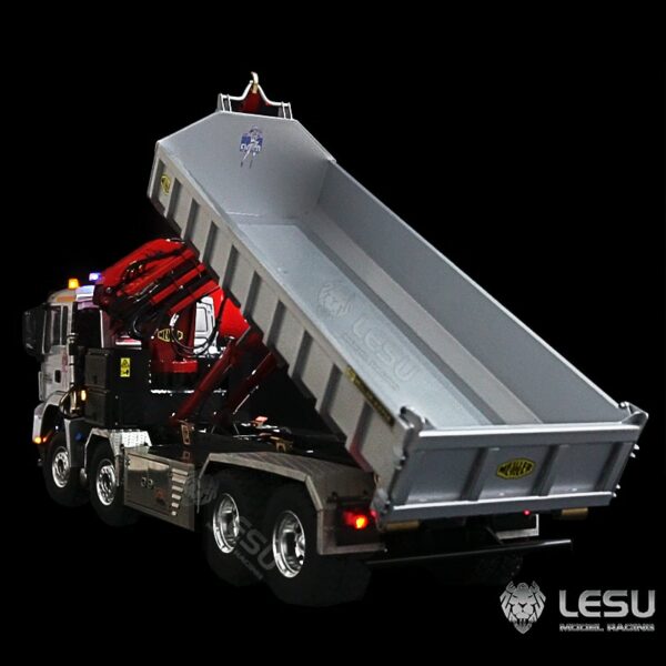 LESU 8*8 Metal Hydraulic Crane Dumper MAN TGS 1/14 RC Truck Sound Lights System Differential Axles Painted Model Car 5