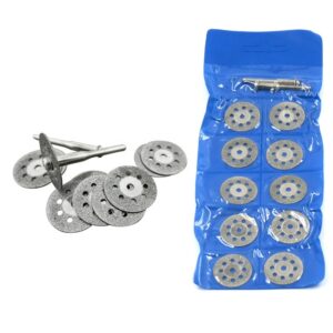 New Hot Sale 10Pcs 22mm Mini Sharp Diamond Cut Off Rotary Tool Cutting Disc Disks DIY Tools Accessories for Dremel with 2Pcs Rod 1