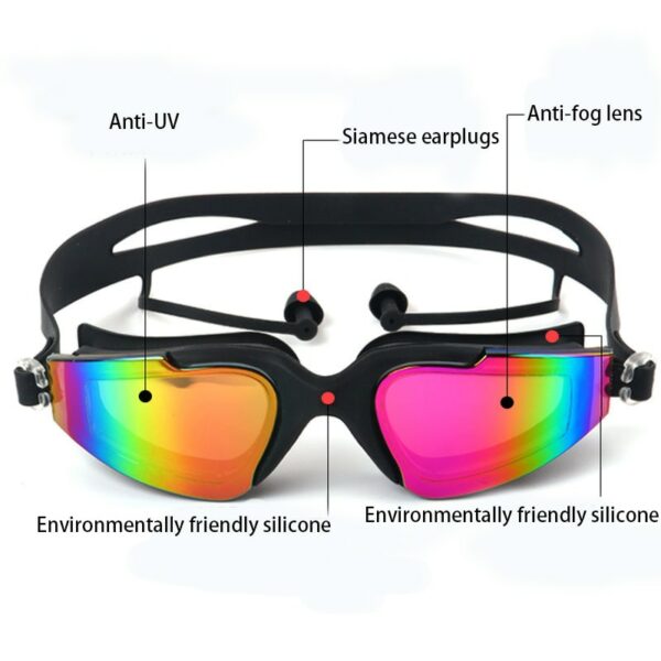 Professional Swimming Goggles Man Silicone Anti-fog UV Adjustable   Multicolor Swimming Glasses With Earplug Men Women Eyewear 2