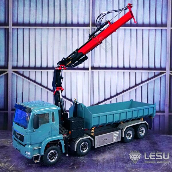 LESU 1/14 Metal Hydraulic CNC Roll On Off RC Dumper Truck with Crane Painted Assembled Boy Toys Gift 2