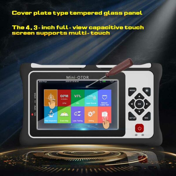Active Fiber Live Test MINI OTDR 1550nm 22dB Optic Fibre Reflect Touch Screen Event Map Ethernet Cable Tester Equipment SM 3