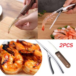2PCS/SET Portable Shrimp Peeler Stainless Steel Practical Prawn/Shrimp/Lobster/Deveiner Fishing Knife Tools Seafood Accessories 1