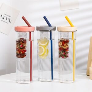 Creative 700ml Plastic Water Cup Portable Leak Proof BPA Free Water Bottle Tumbler Travel Mug with Straw And Lid for Tea Drinks 1