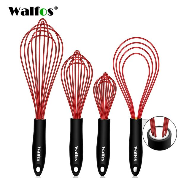 WALFOS Silicone Whisk Stainless Steel Wire Whisk Heat Resistant Kitchen Whisks for Non-Stick Cookware 1