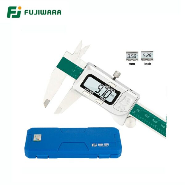FUJIWARA Digital Display Stainless Steel Caliper 0-150MM 1/64 Fraction / Inch / Millimeter IP54 High-precision 0.01MM 6