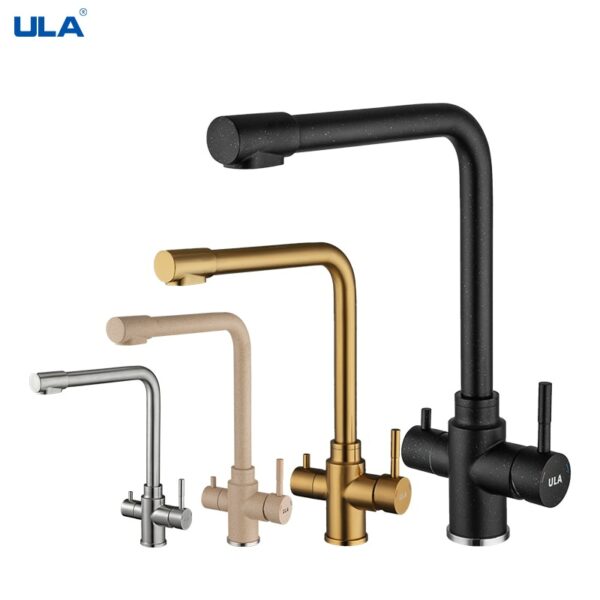 ULA Kitchen Filter Faucet Deck Mounted Black Kitchen Mixer 360 Rotate Drinking Sink Tap Water Purification Tap Crane For Kitchen 1