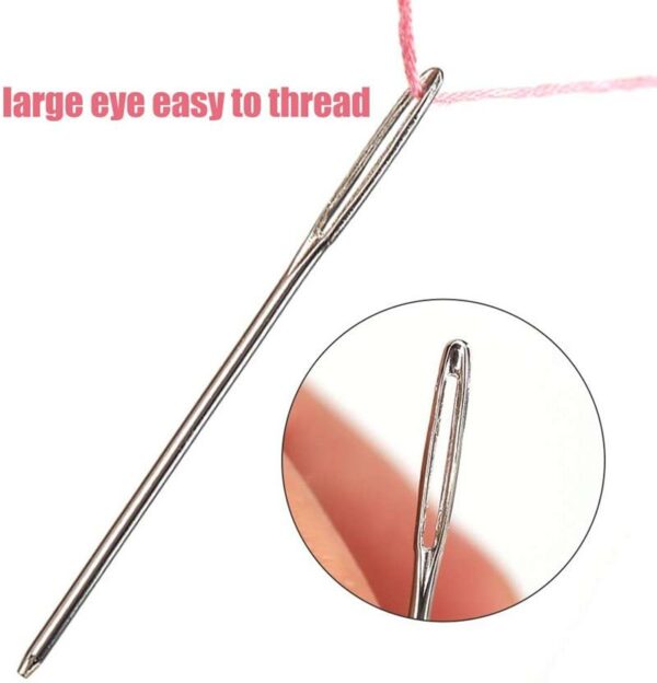 9Pcs/Set Large Eye Metal Needles Cross Stitch Knitting Crochet Hook Set With Case DIY Sewing Accessories 5