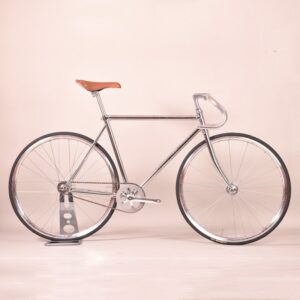 700C Fixed Gear bike Retro Steel Silver Electroplating frame Single Speed Bike 52cm bicycle Aluminum alloy wheel with V brakes 1