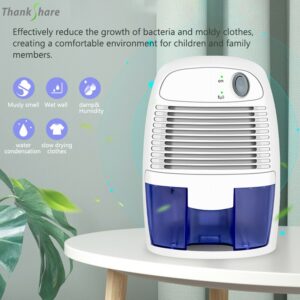 THANKSHARE Home Dehumidifier Air Dryer Moisture Absorber Electric Cool Dryer 500ML Water Tank for Home Bedroom Kitchen Office 1
