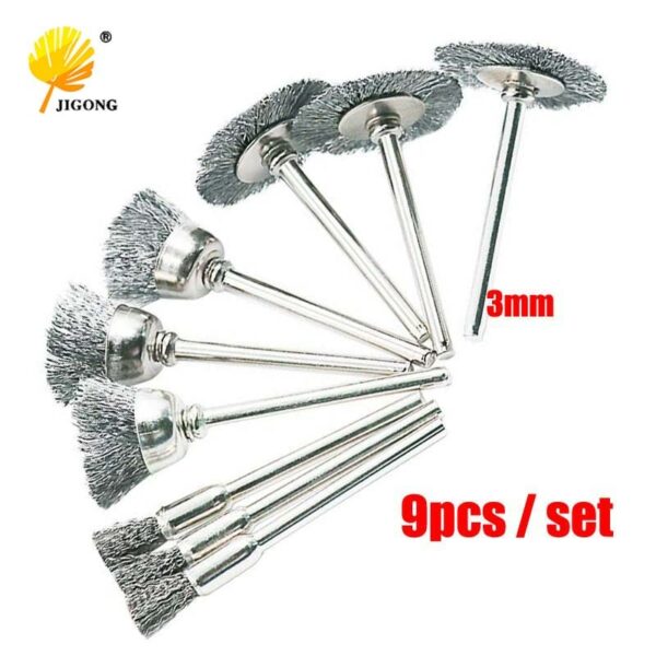 JIGONG 9pcs Steel brush Wire wheel Brushes Die Grinder  Rotary Tool Electric Tool for the engraver 1