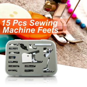 15pcs Multifunction Domestic Sewing Machine Presser Walking Foot Feet Kit Accessories Arts Crafts Apparel Sewing Tools 1