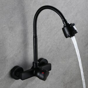 Black Brass Pot Filler Tap Wall Mounted Kitchen Faucet Cold and Hot Single Hole Tap Rotate Tap 2
