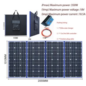 350w 100w 300W 20V Portable Solar Panel Kit Folding Solar Charger for 12v Batteries/Power Station RV Camping Trailer Car Marine 1