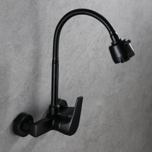 Black Brass Pot Filler Tap Wall Mounted Kitchen Faucet Cold and Hot Single Hole Tap Rotate Tap 1