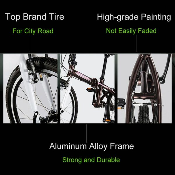 TDJDC D20, 20" 3 Gear No-Chain Folding Road Bike, Sport Bicycle, Shaft Drive Bike, Light Weight Aluminum Alloy Frame 6