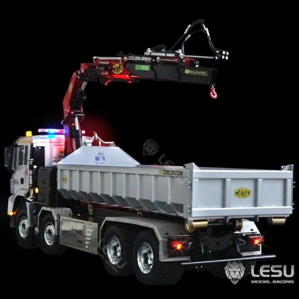 LESU 8*8 Metal Hydraulic Crane Dumper MAN TGS 1/14 RC Truck Sound Lights System Differential Axles Painted Model Car 6