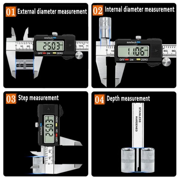 Digital Vernier Caliper 6 inch 0-150mm Electronic Measuring Caliper Stainless Steel 4