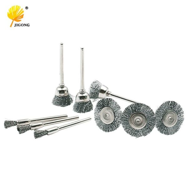 JIGONG 9pcs Steel brush Wire wheel Brushes Die Grinder  Rotary Tool Electric Tool for the engraver 6