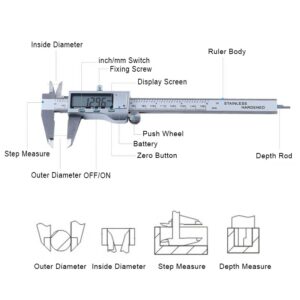 0-150mm Vernier Caliper Stainless Steel LCD Digital Caliper 6 Inch Micrometer Instrument Depth Measuring Tools by PROSTORMER 2