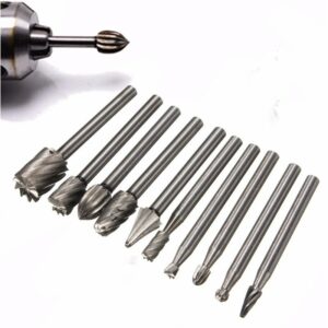 10pcs Set HSS Titanium Dremel Routing Rotary Milling Rotary File Cutter Wood Carving Carved Knife Cutter Tools Accessories 2