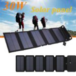 30W Foldable USB Solar Panel Monocrystal Solar Cell Folding Waterproof 5 Panels Charger Outdoor Mobile Power Battery Charging 1