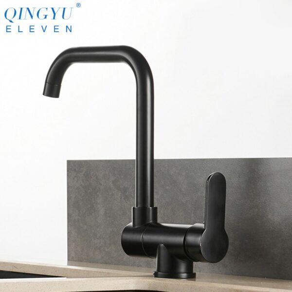 New Kitchen Rotating Faucet Folding Down Hot Cold Water Faucet Black Low Window Kitchen Mixer Faucet Single Handle Mixer Tap 6