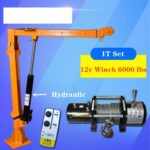 Hydraulic Truck crane 1 ton12/ 24v small truck crane 220V household electric hoist crane Winch 3000 lbs +Truck crane 3
