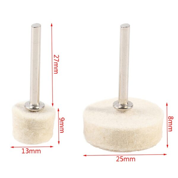 10Pcs Grinding Polishing Buffing Round Wheel Pad Wool Felt +1 Rod 3.2mm Shank Metal Surface For Dremel Rotary Tools Accessories 6